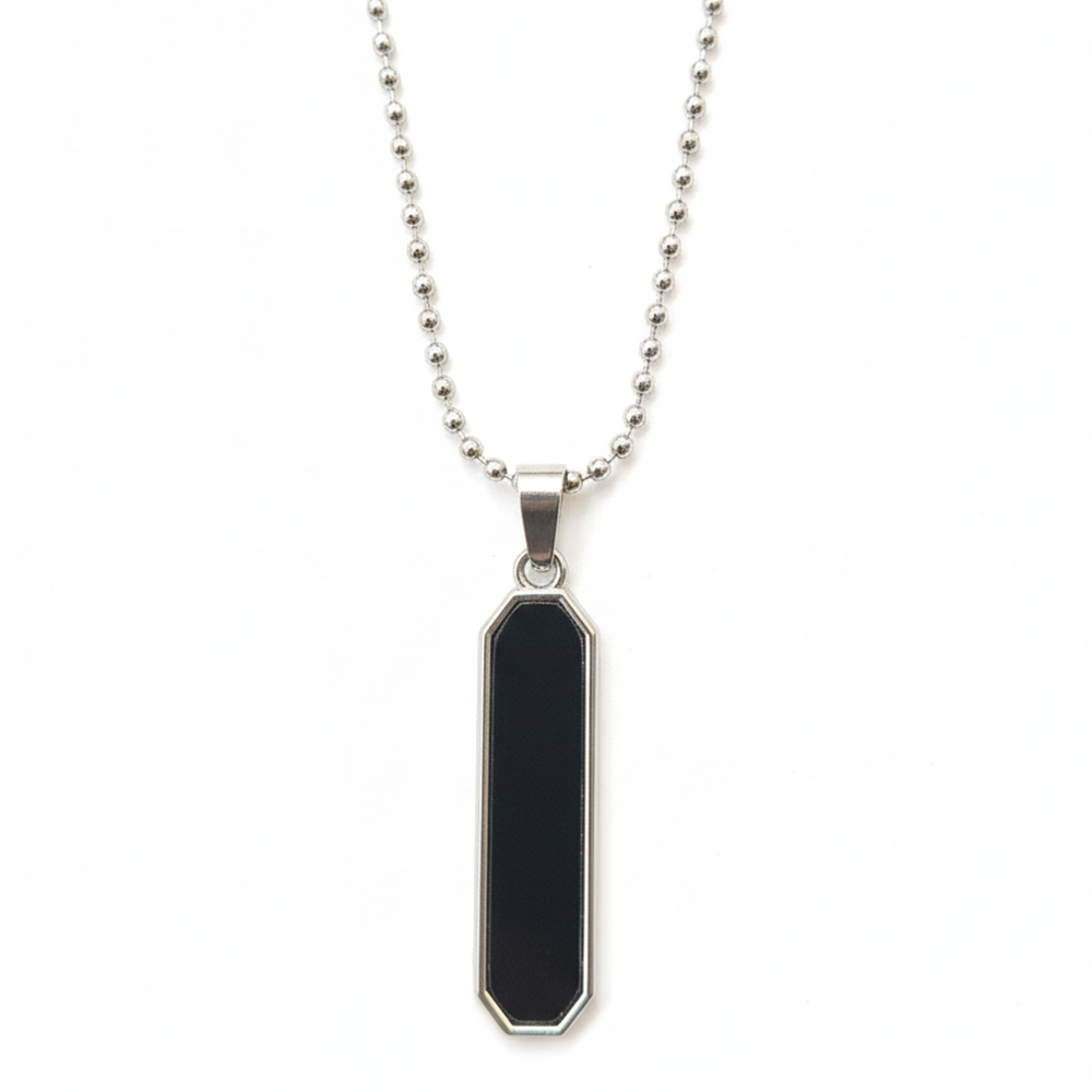 The99Jewel Stylish Sleek Black Bar Mens Necklace