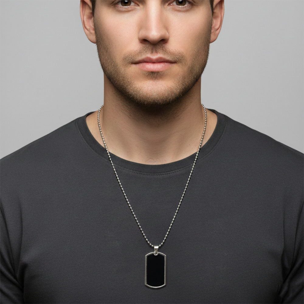 The99Jewel Stylish  Black Tag Mens Necklace