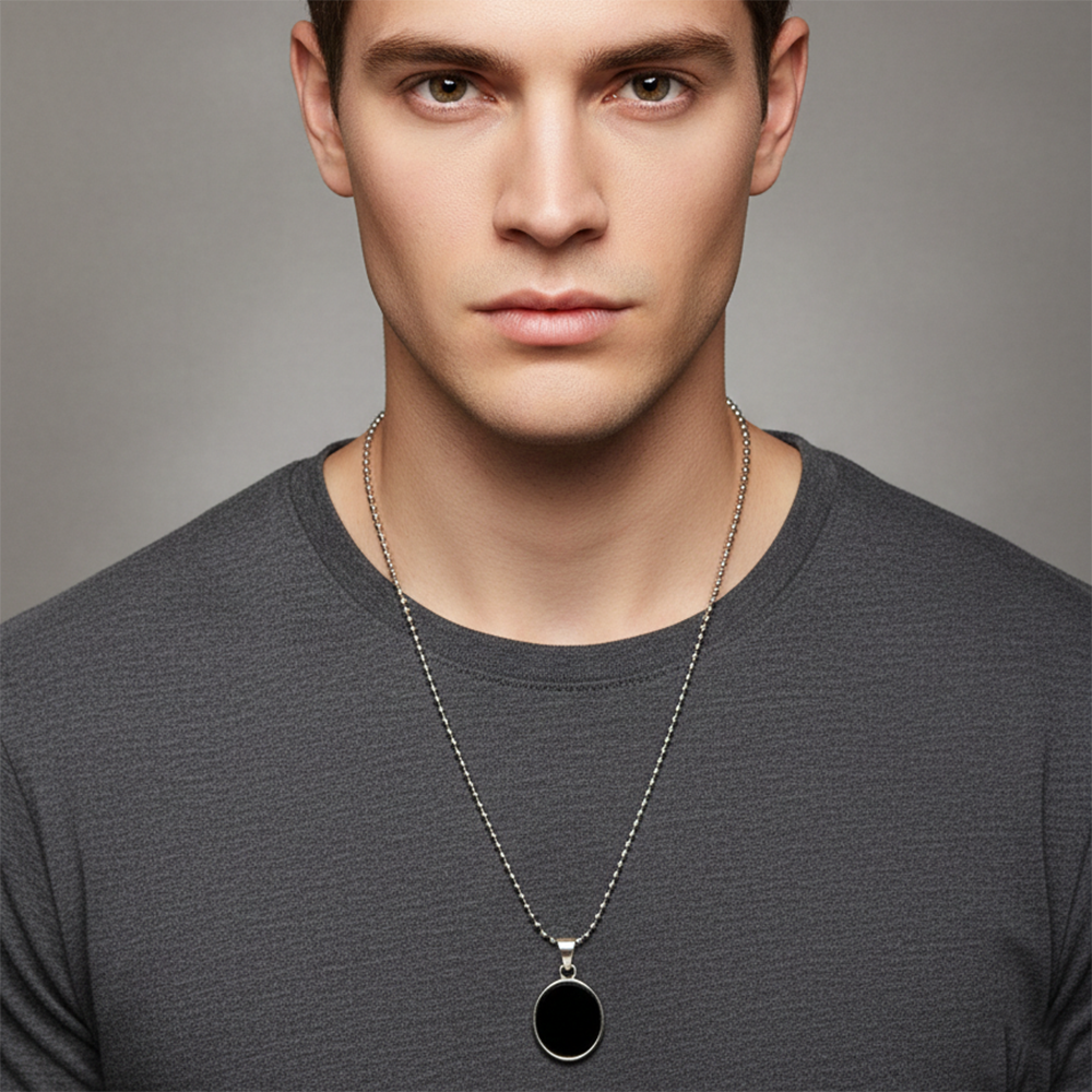 The99Jewel Stylish Premium Oval Plate Mens Necklace