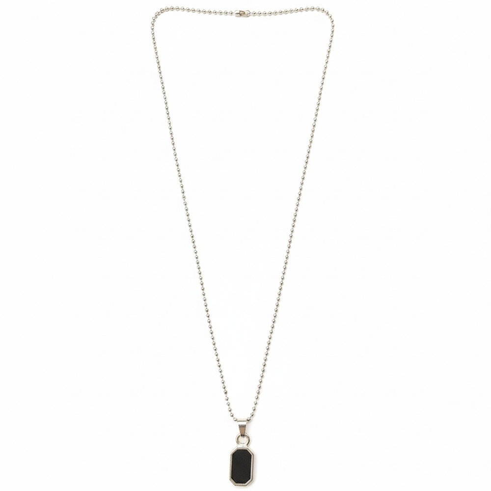 The99Jewel Stylish Minimal Black Plate Tag Mens Necklace