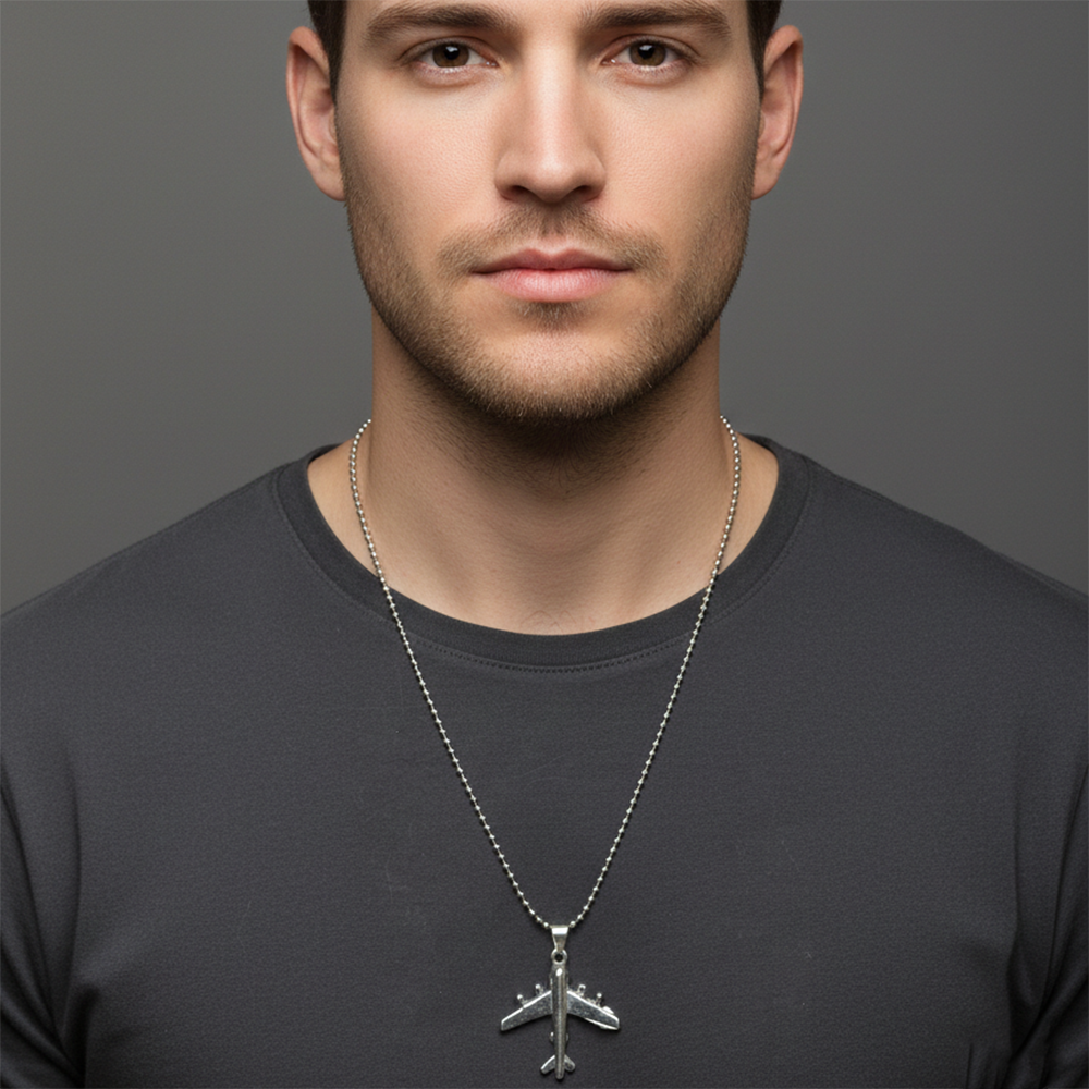 The99Jewel Stylish Airplane Mens Necklace