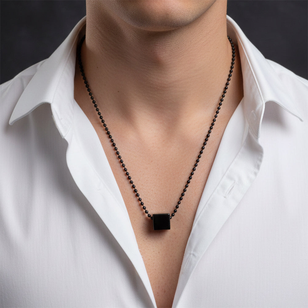 The99Jewel Stylish Black Cube pendent Nekclace for Mens