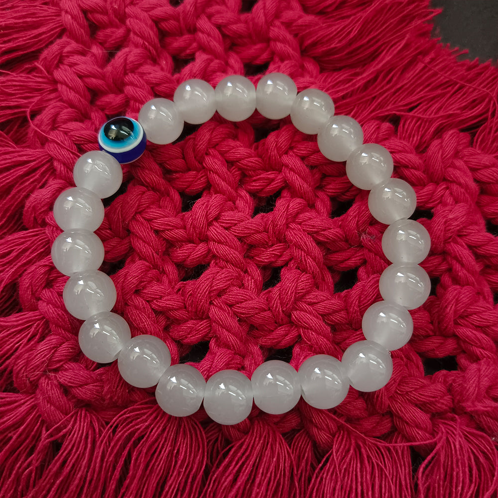 The99Jewel Grey Obsidian Beads Bracelet with Evil Eye Charm
