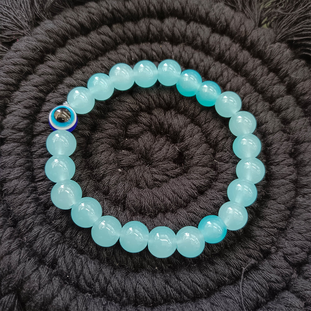 The99Jewel Blue Beads Bracelet with Evil Eye Charm