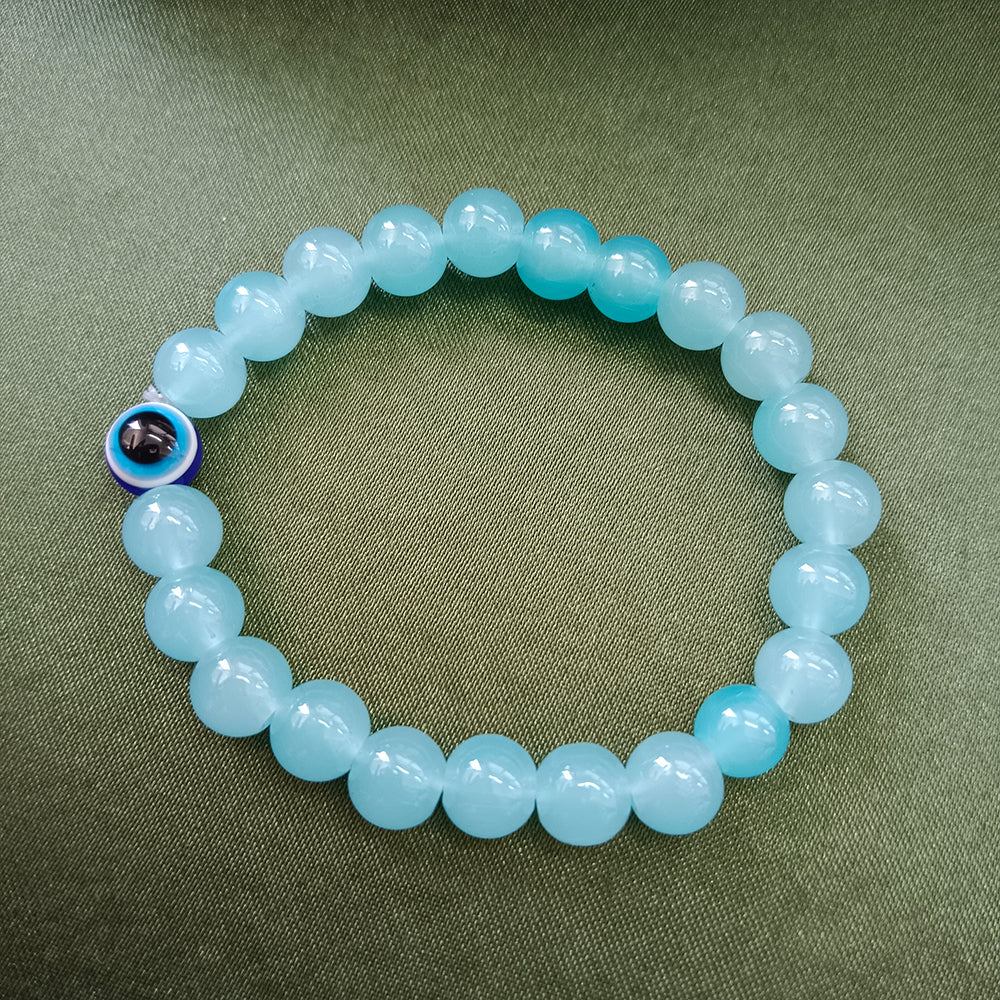 The99Jewel Blue Beads Bracelet with Evil Eye Charm