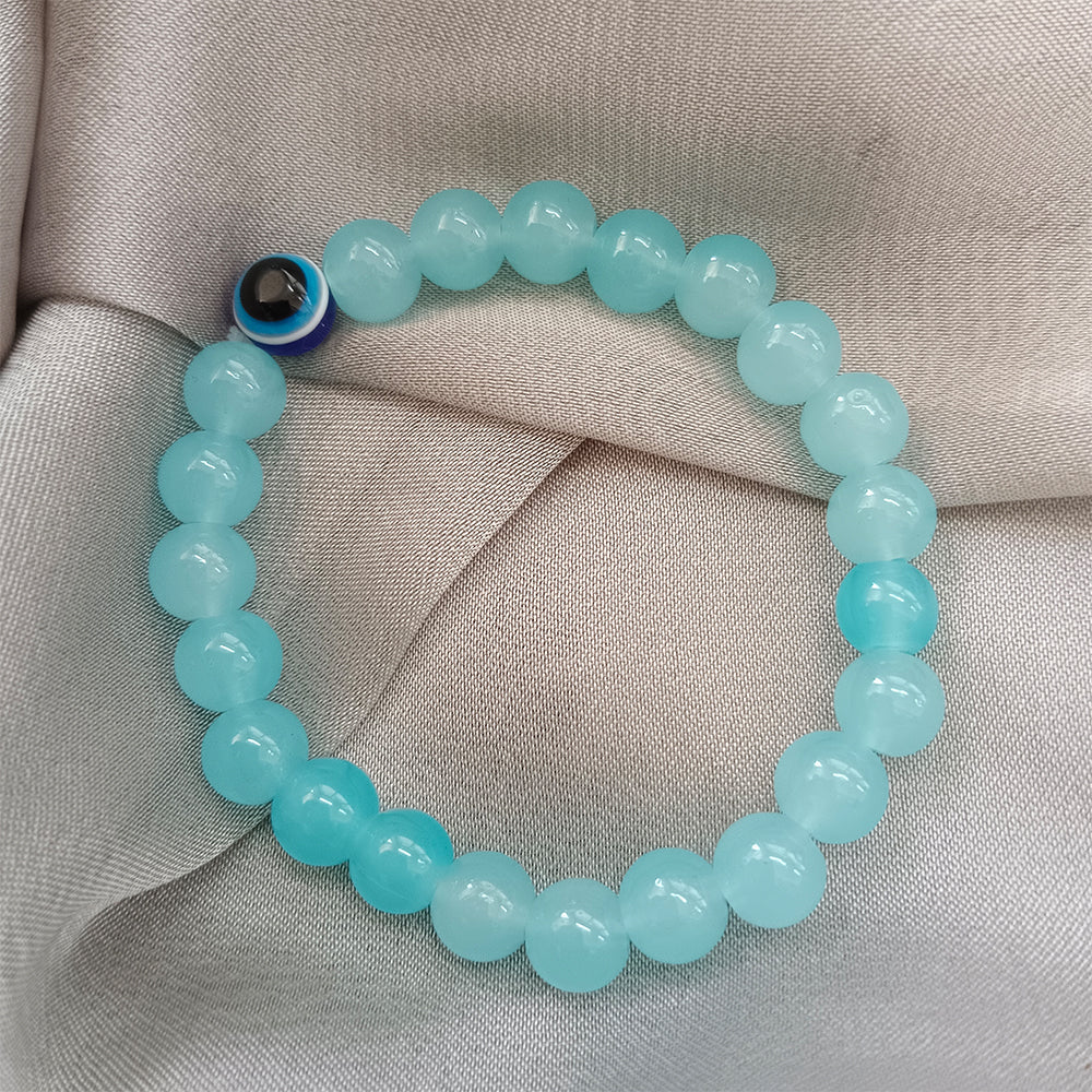 The99Jewel Blue Beads Bracelet with Evil Eye Charm