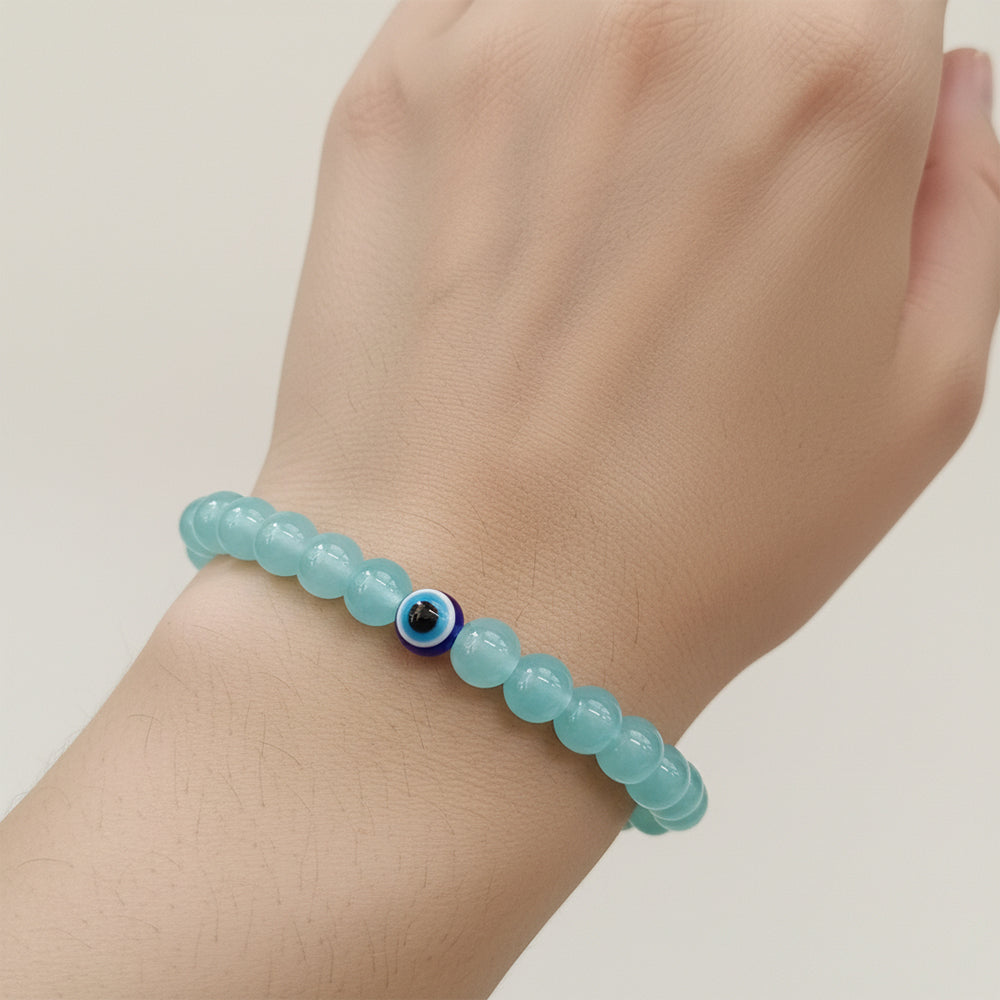 The99Jewel Blue Beads Bracelet with Evil Eye Charm