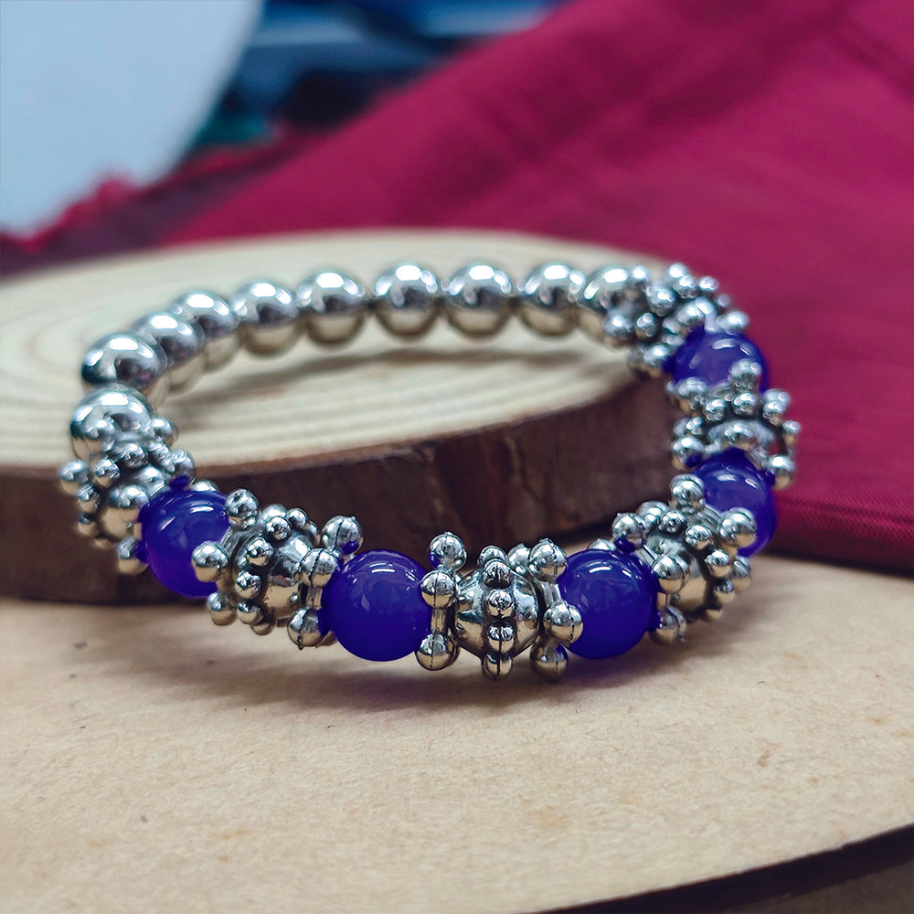 The99Jewel Stretchable Purple Color Beaded Wrist Bracelet