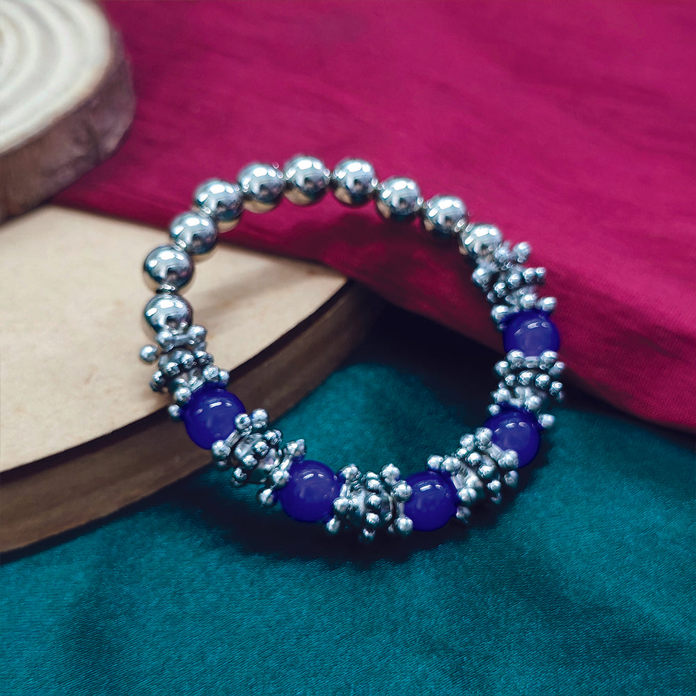 The99Jewel Stretchable Purple Color Beaded Wrist Bracelet