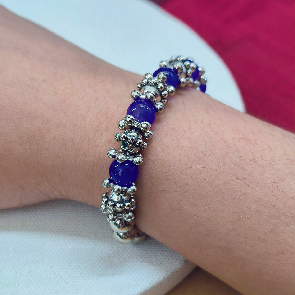 The99Jewel Stretchable Purple Color Beaded Wrist Bracelet