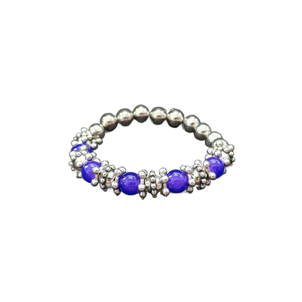The99Jewel Stretchable Purple Color Beaded Wrist Bracelet