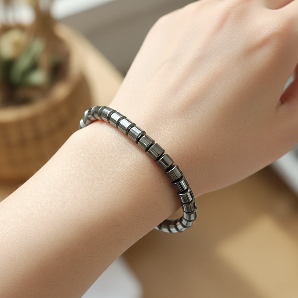 The99Jewel Unisex Hematite Beaded Stretch Bracelet