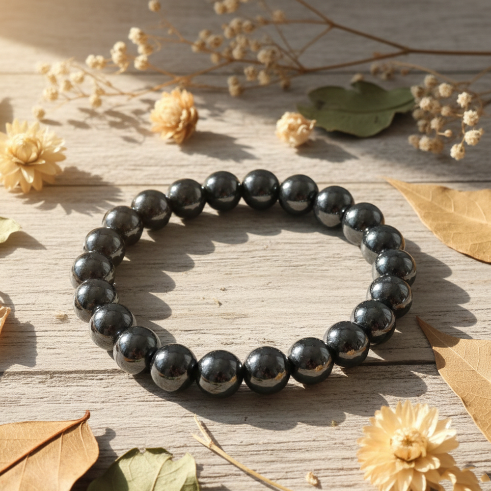 The99Jewel Unisex Hematite Beaded Stretch Bracelet