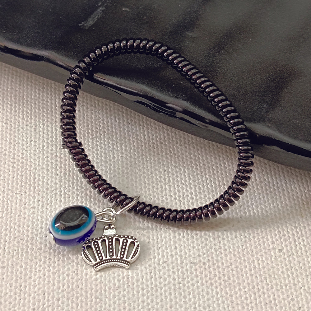 The99Jewel  Stretchable Wire Evil Eye With Charm Bracelet