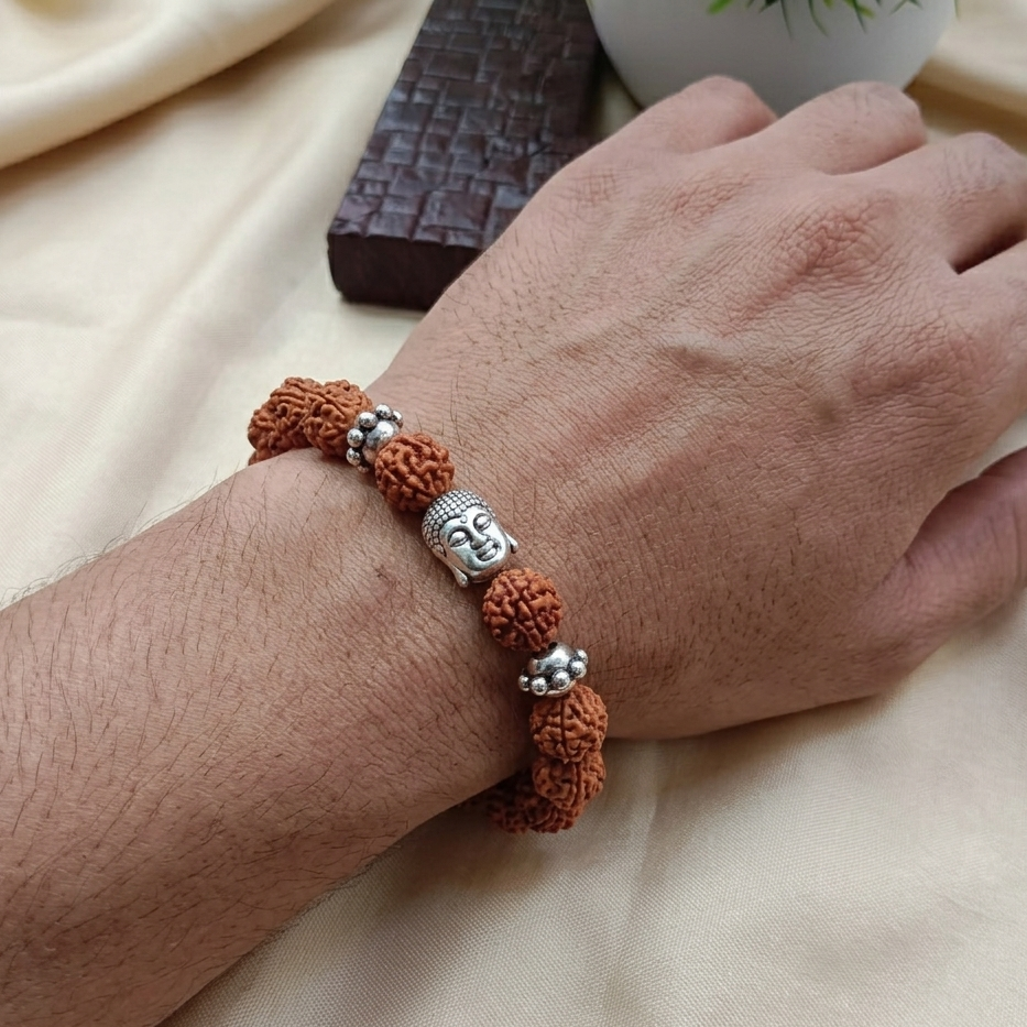 The99Jewel Spiritual Rudraksha Buddha Charm Bracelet For Mens