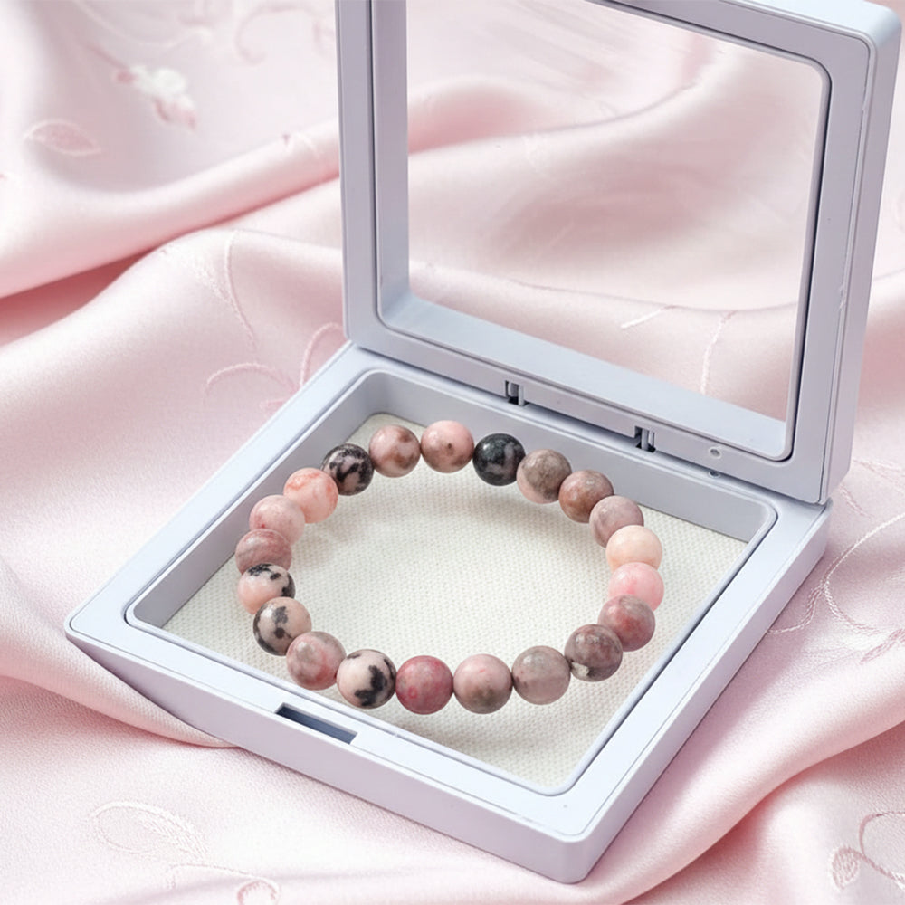 The99Jewel Rhodonite Natural Stone Bracelet For Emotional Healing, Love & Forgiveness - With Box