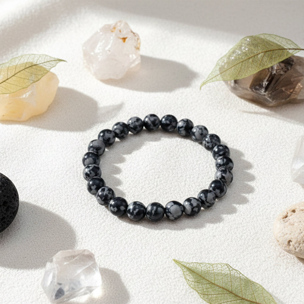 The99Jewel Snowflake Obsidian Natural Stone Bracelets With Box