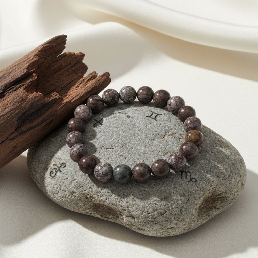 The99Jewel Jasper Natural Stone Bracelet For Strength & Courage - With Box