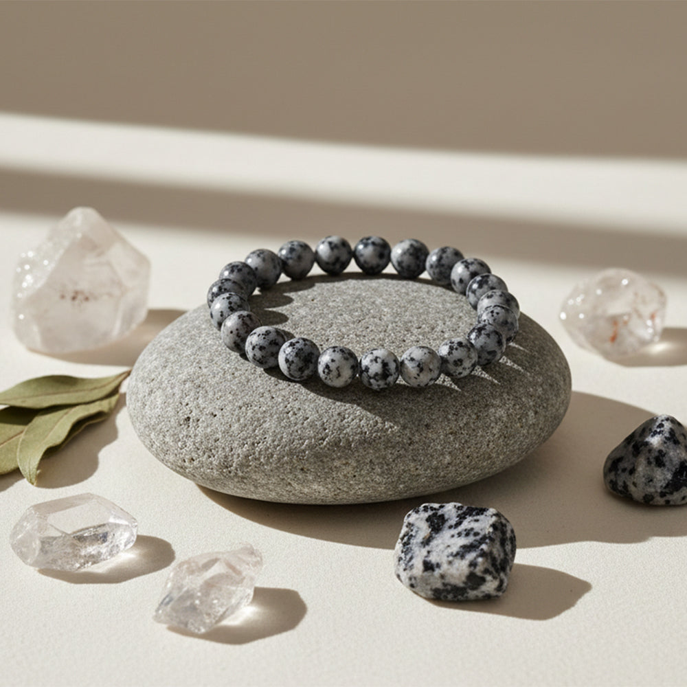 The99Jewel Black Sesame Jasper Natural Stone Bracelet With Box