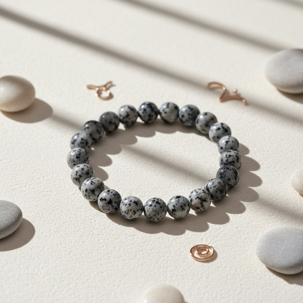 The99Jewel Black Sesame Jasper Natural Stone Bracelet With Box