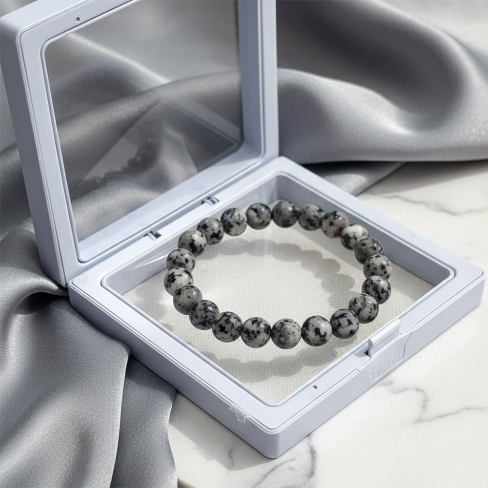 The99Jewel Black Sesame Jasper Natural Stone Bracelet With Box
