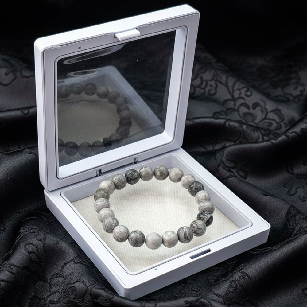 The99Jewel Grey Jasper Natural Stone Bracelet For Inner Strength With Box
