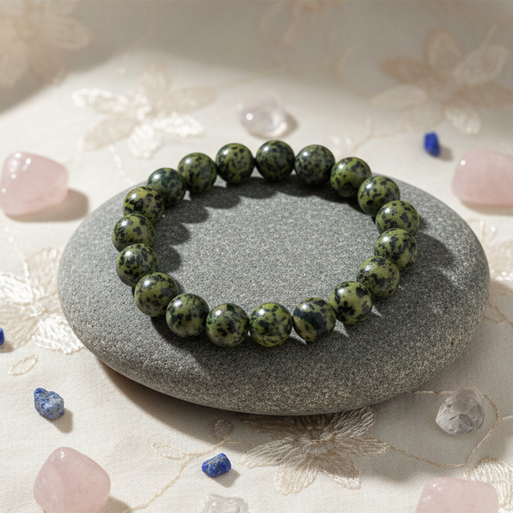 The99Jewel Russian Serpentine Natural Stone Bracelet For Protection & Healing With Box