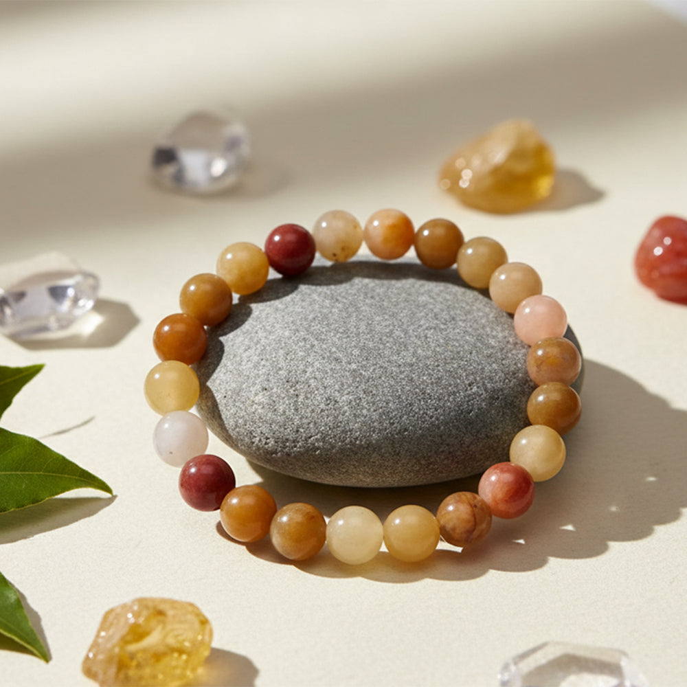 The99Jewel Golden Silk Jade  Natural Stone Bracelet With Box