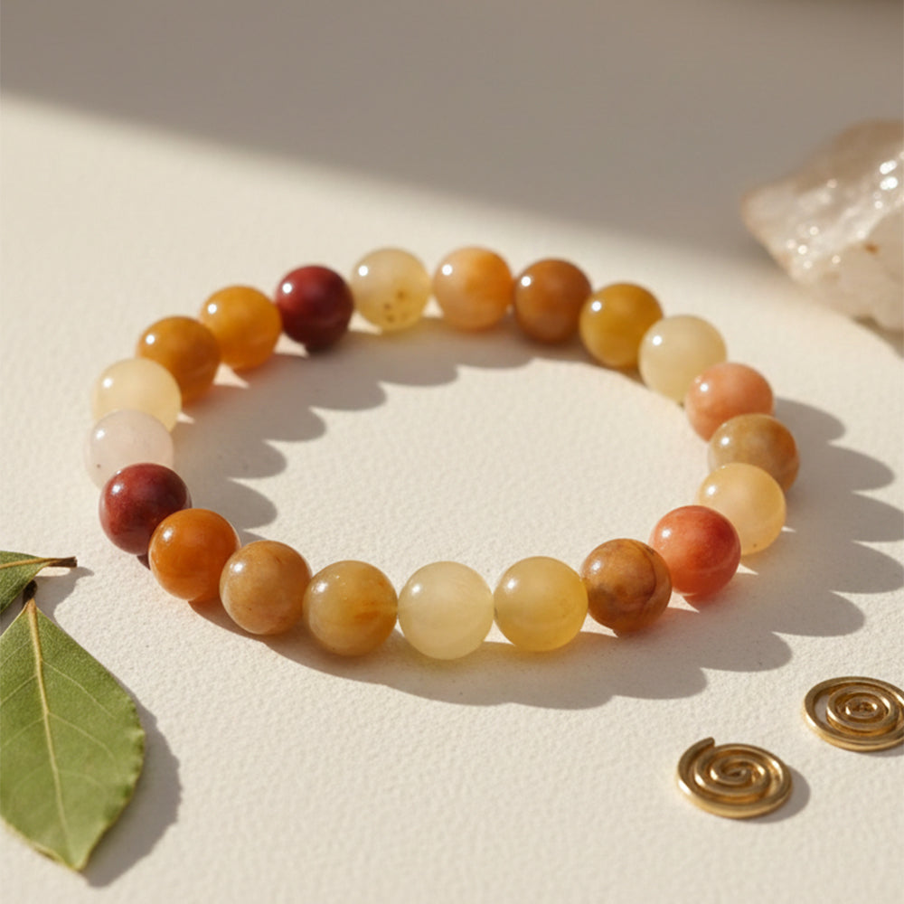 The99Jewel Golden Silk Jade  Natural Stone Bracelet With Box