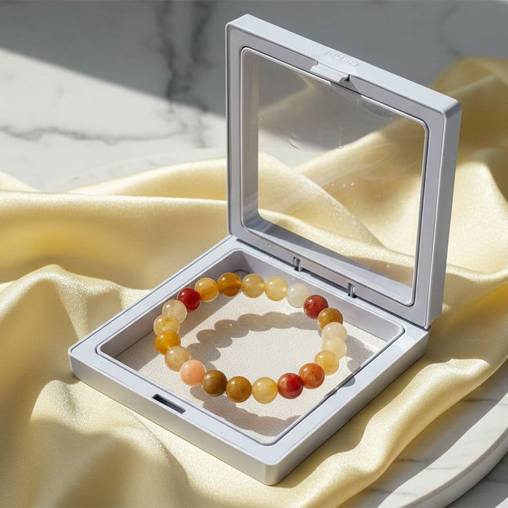 The99Jewel Golden Silk Jade  Natural Stone Bracelet With Box