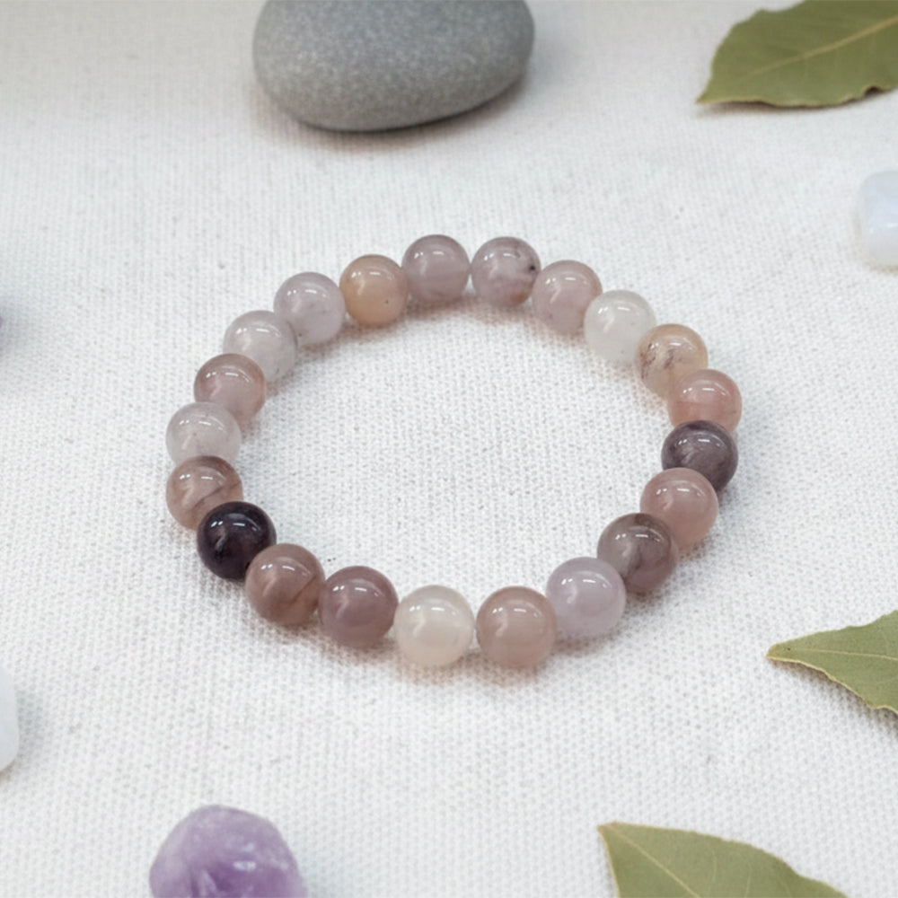 The99Jewel lavender And Rose Quartz Natural Stone Bracelet With Box