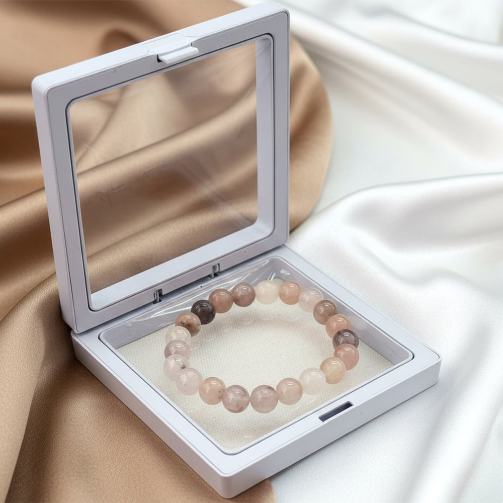 The99Jewel lavender And Rose Quartz Natural Stone Bracelet With Box