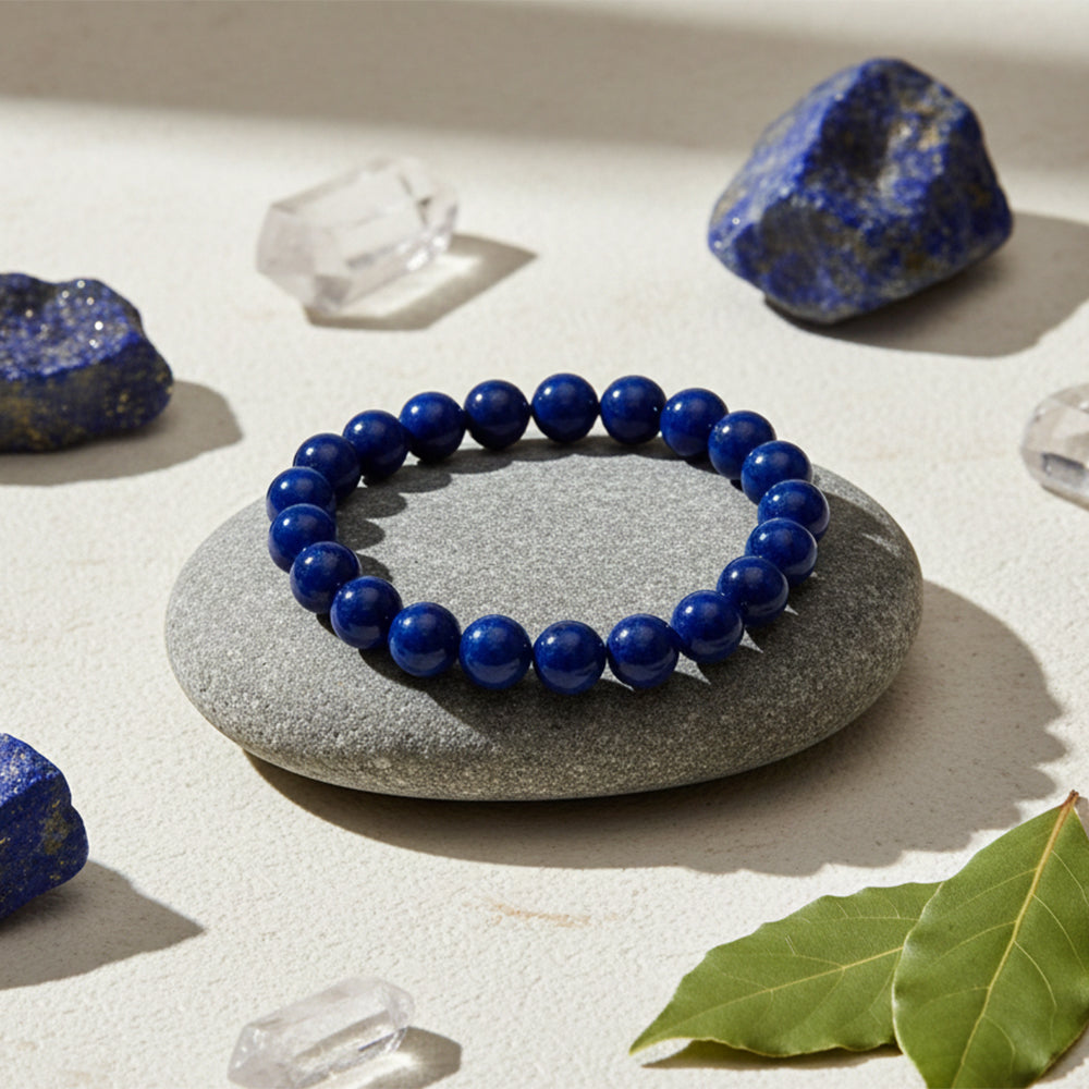 The99Jewel Lapis Lazuli Natural Stone Bracelet For Meditation With Box