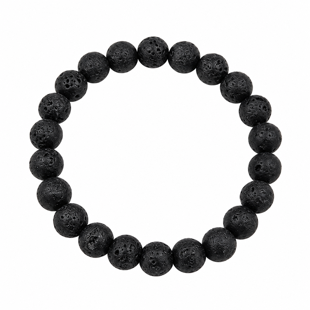 The99Jewel Men's Lava Stone Beads Bracelet | Stylish Black Beaded Wristband for Casual and Party  Wear