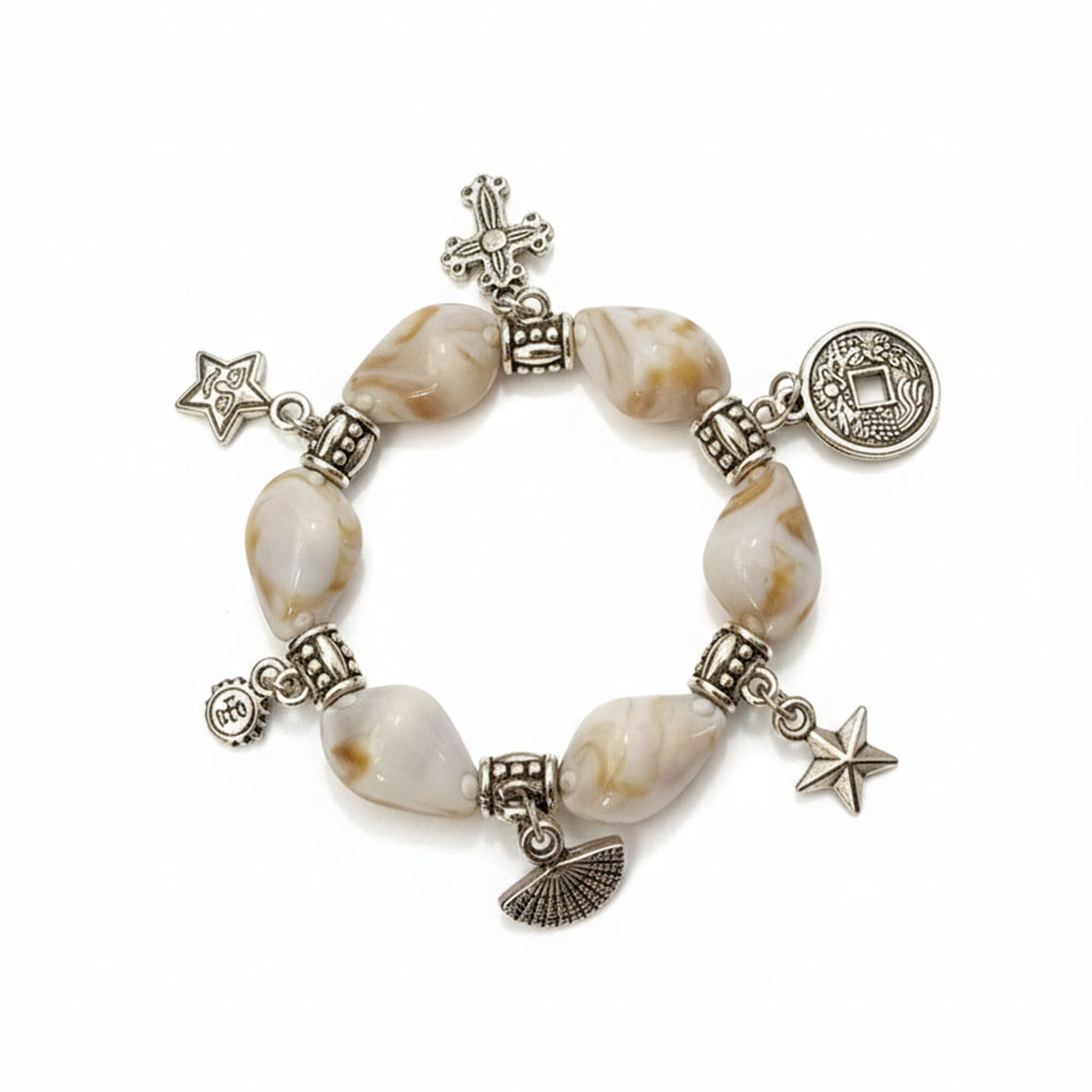 Thee99Jewel Stylish Stretchable Shell With Charms Bracelet