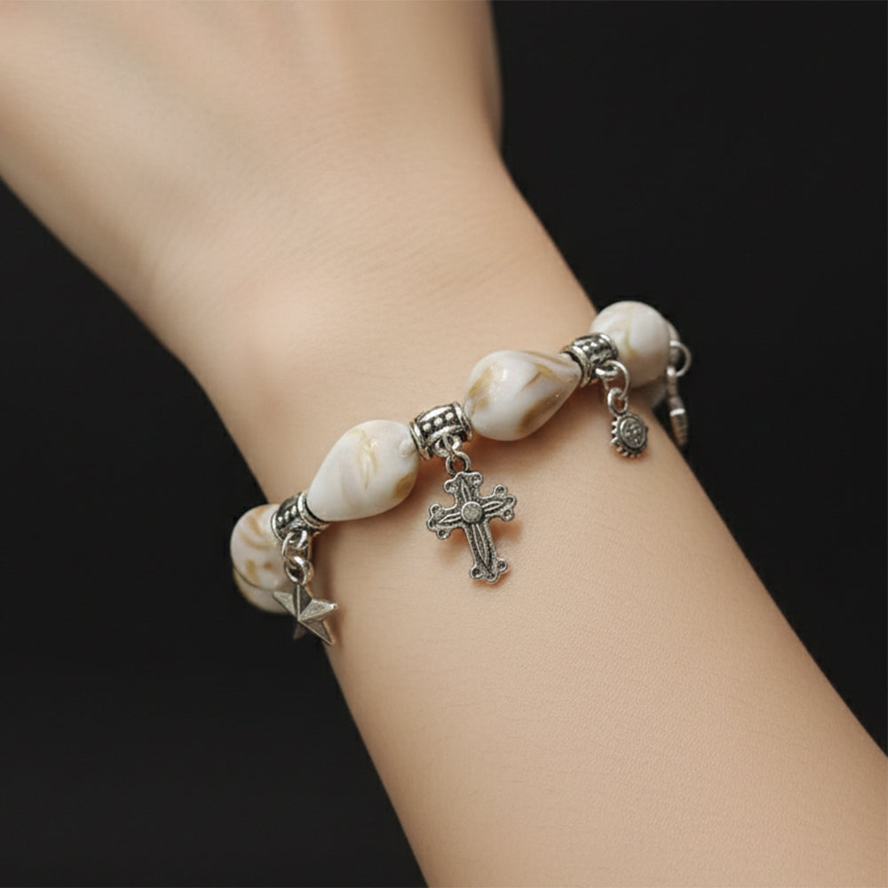 Thee99Jewel Stylish Stretchable Shell With Charms Bracelet