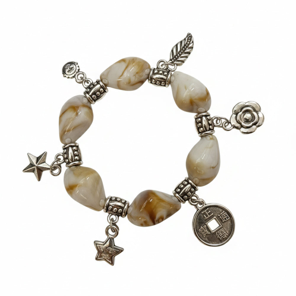 Thee99Jewel Stylish Stretchable Shell With Charms Bracelet