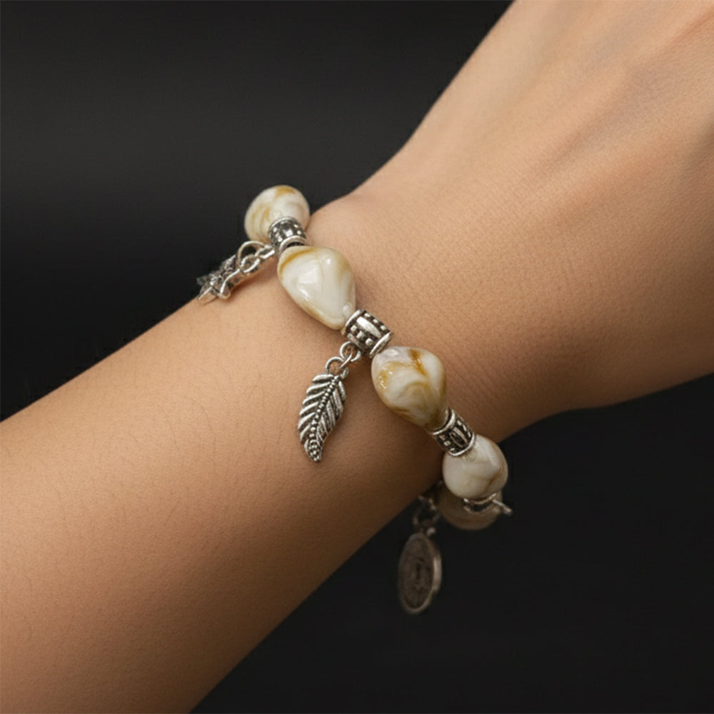 Thee99Jewel Stylish Stretchable Shell With Charms Bracelet