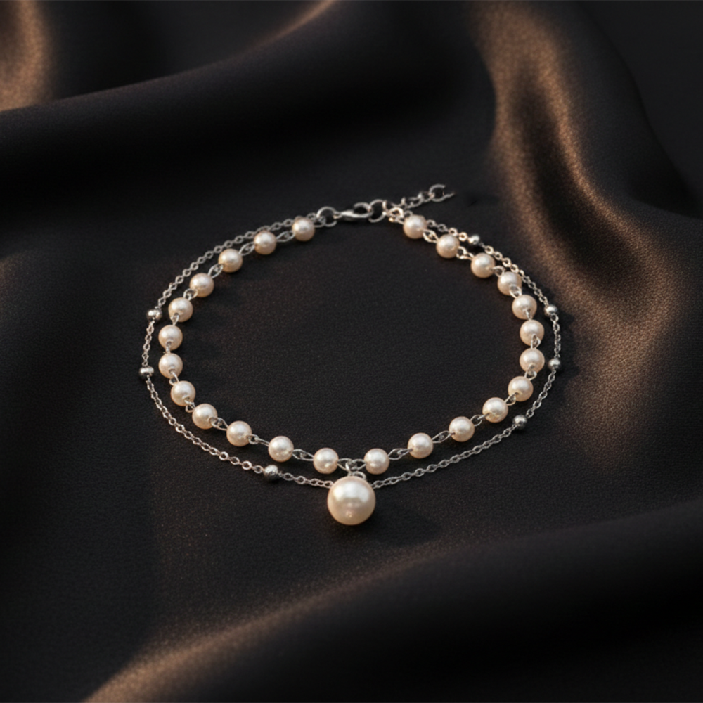 The99Jewel Silver Plated Pearl Multi Layer Bracelet