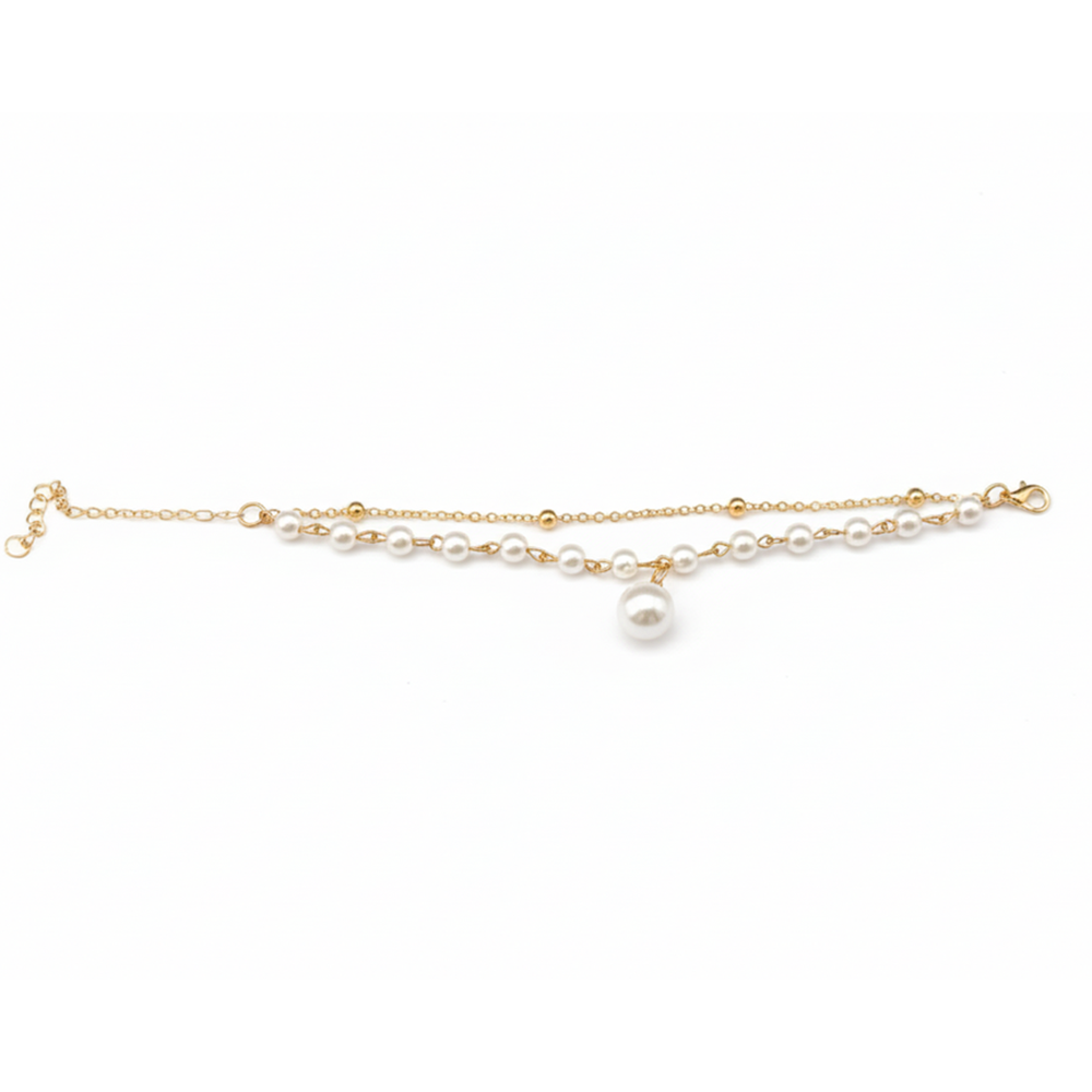 The99Jewel Gold Plated Pearl Multi Layer Bracelet