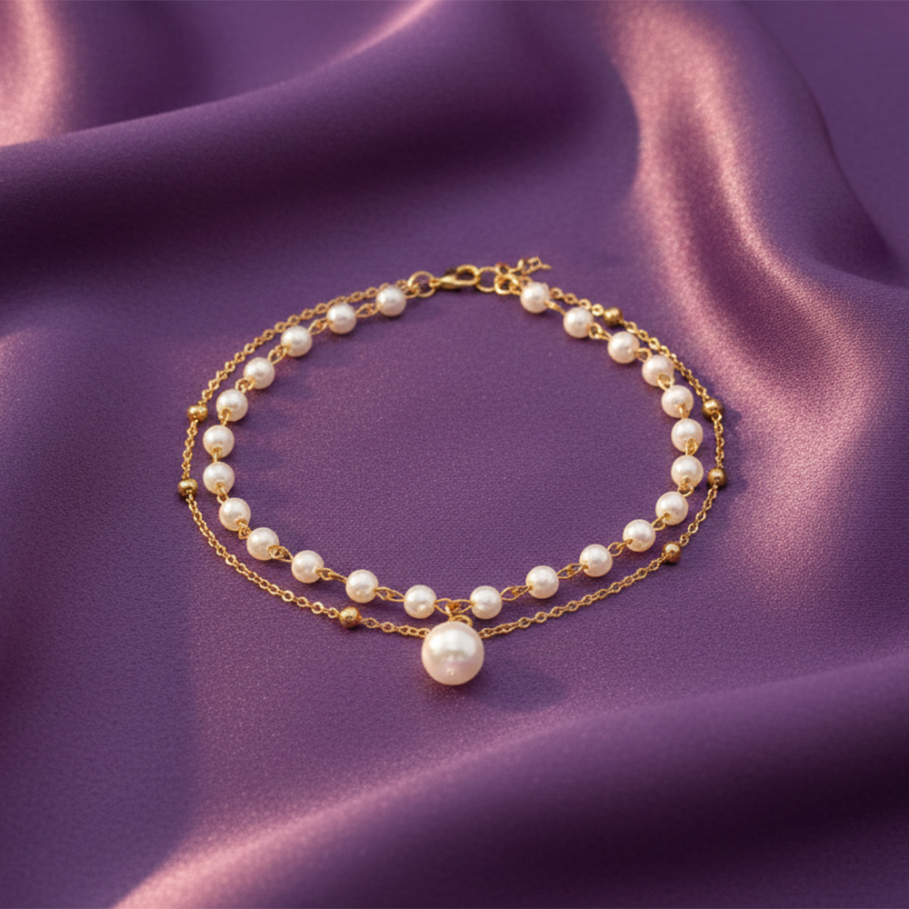 The99Jewel Gold Plated Pearl Multi Layer Bracelet
