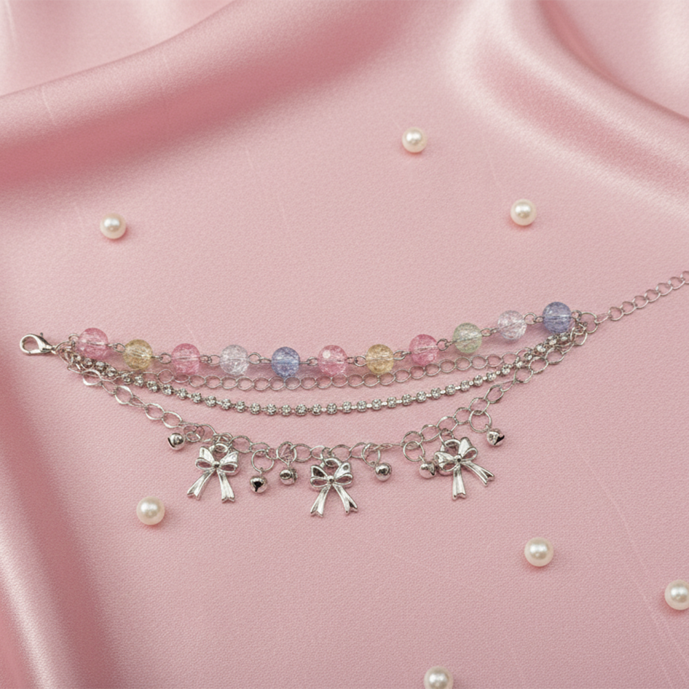 The99Jewel Silver Plated Assorted Charms Multi Layer Bracelet