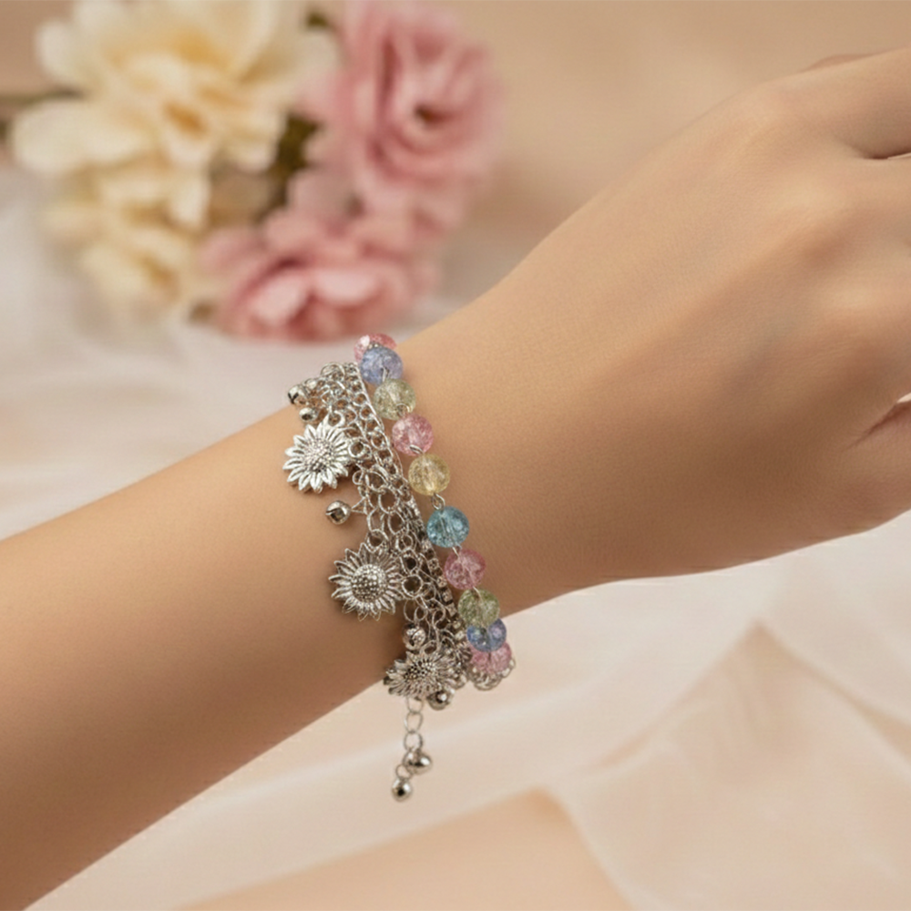 The99Jewel Silver Plated Assorted Charms Multi Layer Bracelet