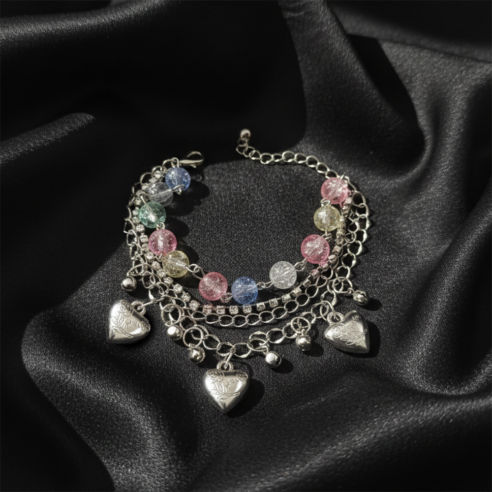 The99Jewel Silver Plated Assorted Charms Multi Layer Bracelet