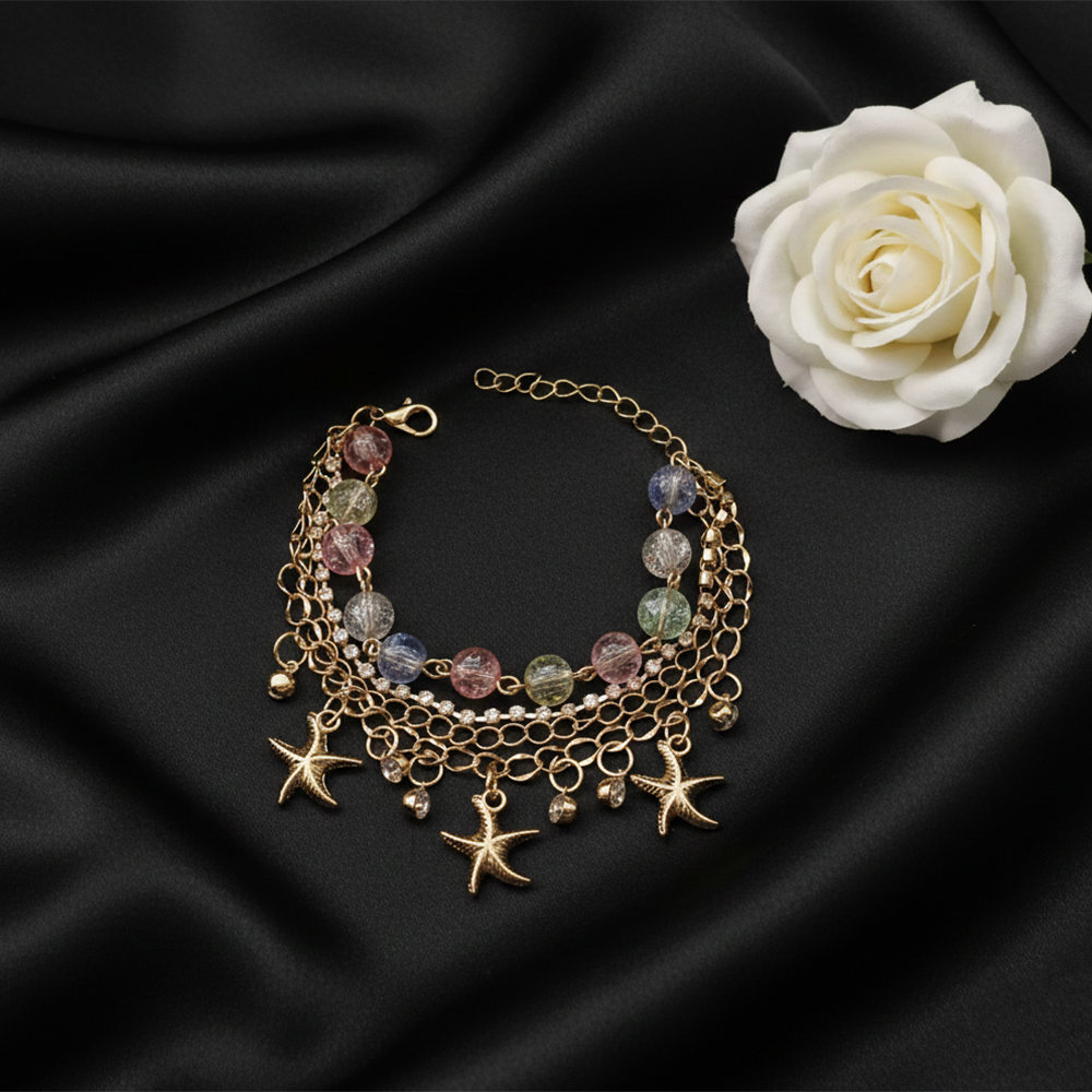 The99Jewel Gold Plated Assorted Charms Multi Layer Bracelet