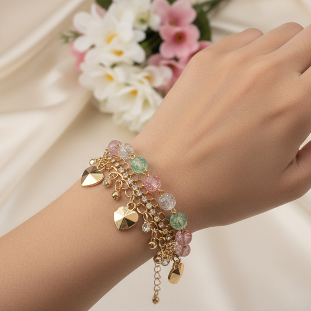 The99Jewel Gold Plated Assorted Charms Multi Layer Bracelet
