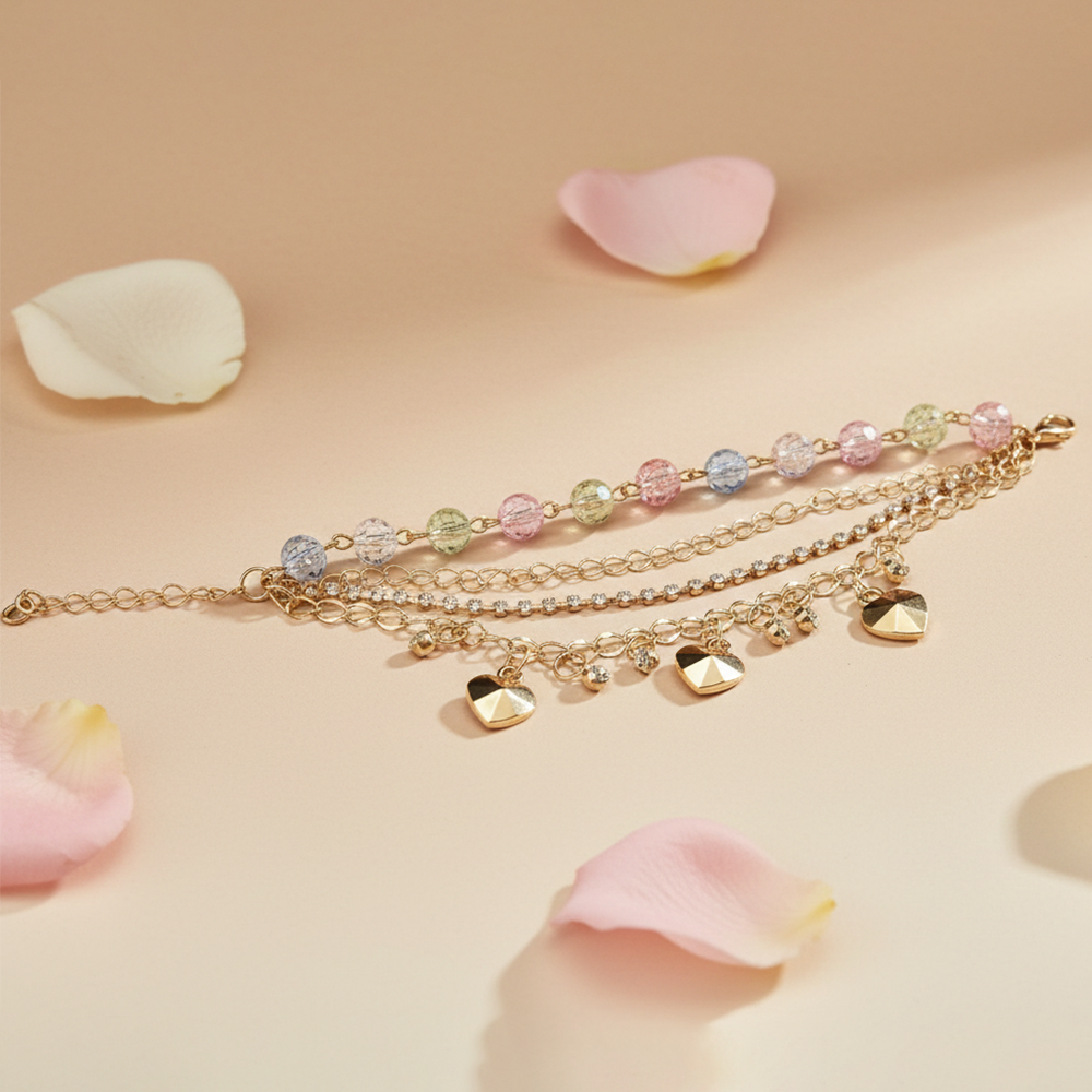 The99Jewel Gold Plated Assorted Charms Multi Layer Bracelet