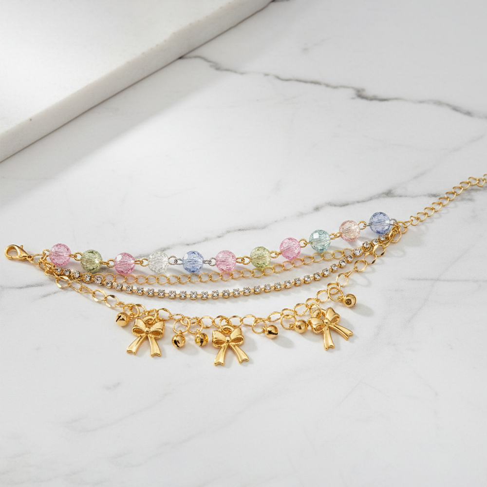 The99Jewel Gold Plated Assorted Charms Multi Layer Bracelet