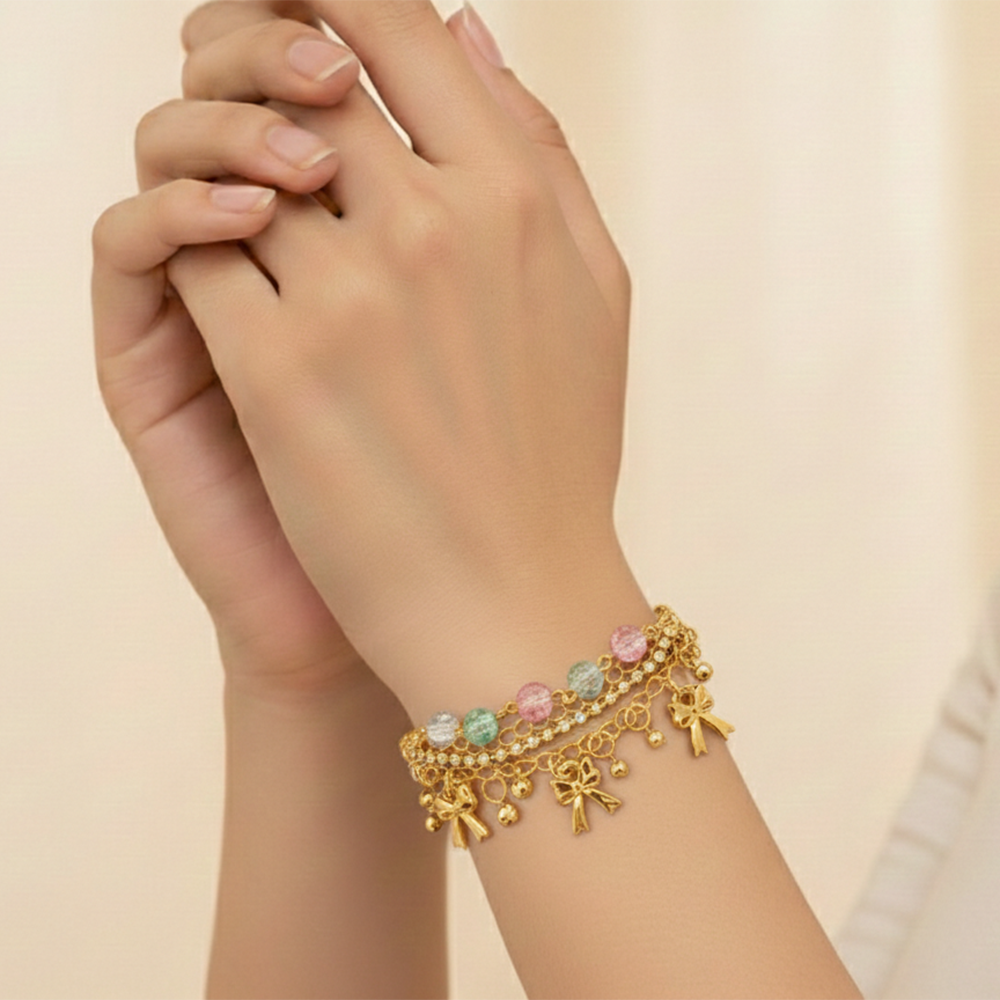 The99Jewel Gold Plated Assorted Charms Multi Layer Bracelet