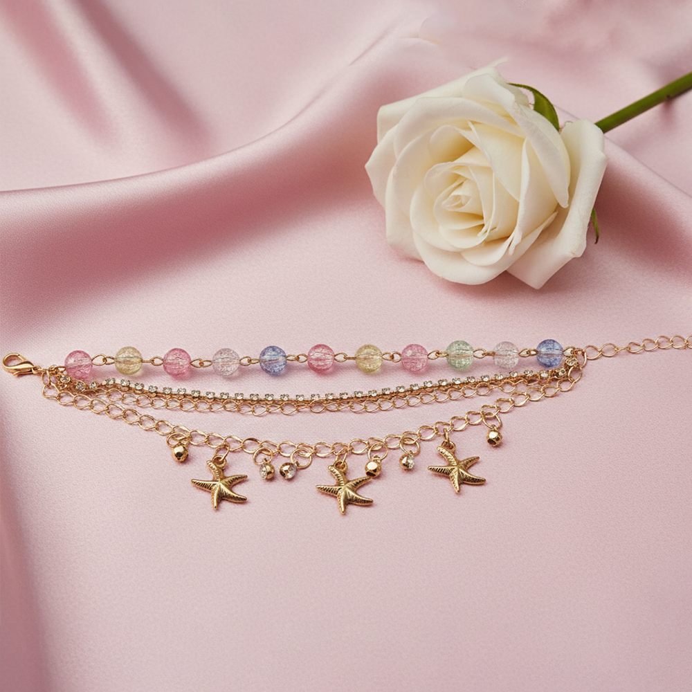 The99Jewel Gold Plated Assorted Charms Multi Layer Bracelet